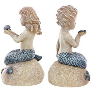 Design Toscano LY97210511 5 1/2 Inch Mergirl and Merboy Statues, Set of 2