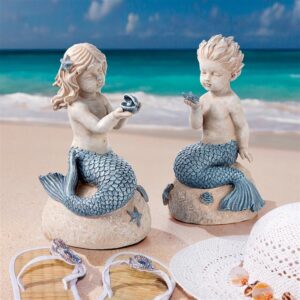 Design Toscano LY97210511 5 1/2 Inch Mergirl and Merboy Statues, Set of 2