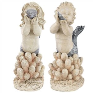 Design Toscano LY9721086 11 Inch Gifts Frm Sea Mermaid Merboy Statues Set