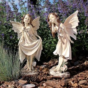 Design Toscano LY97921 7 1/2 Wildflower Meadows Fairy Statues, Set of 2