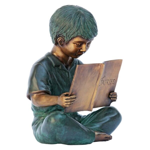 Design Toscano MP97527 8 1/2 Inch Story Book Boy Statue - Bronze