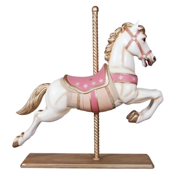 Design Toscano NE1602069 53 1/2 Inch Carousel Horse - White and Pink