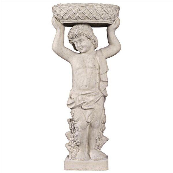 Design Toscano NE2101297 17 1/2 Inch Young Bacchus with Basket Planter Garden Statue - Right