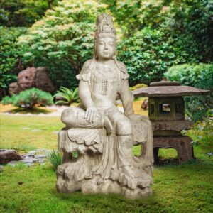 Design Toscano NE210144 20 1/2 Inch The Resting Asian Goddess Guan Yin Garden Statue