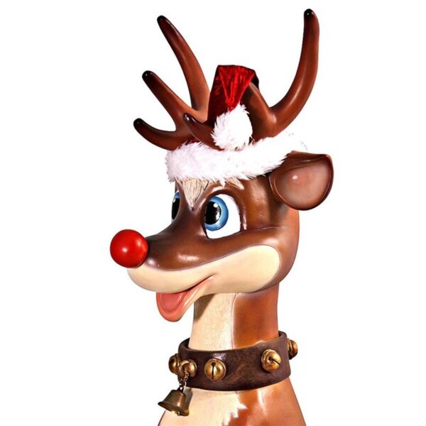 Design Toscano NE80087 24 Inch Large Sitting Red Nosed Reindeer Statue