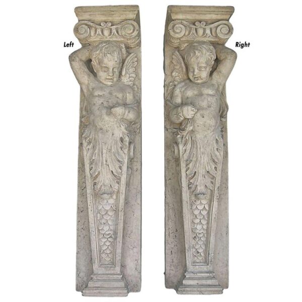 Design Toscano NE9107015 11 1/2 Inch Fountainbleau Cherub Pilasters, Set of 2