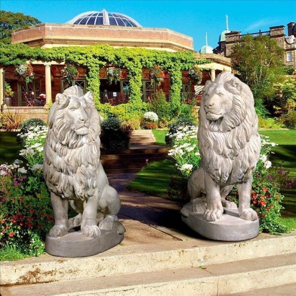 Design Toscano NE9160274 24 Inch Set of Right and Left Stately Lions