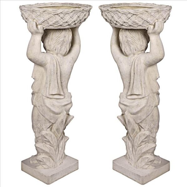 Design Toscano NE9210129 17 1/2 Inch Young Bacchus Planters Statues Set Two