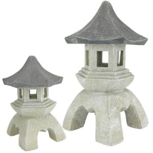 Design Toscano NG999870 11 1/2 Inch Set of Medium and Large Pagoda Lanterns