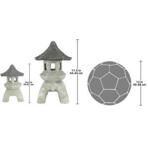 Design Toscano NG999870 11 1/2 Inch Set of Medium and Large Pagoda Lanterns