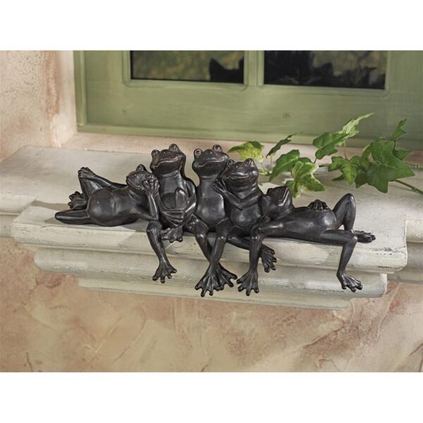 Design Toscano NY1435700 15 1/2 Inch Lazy Daze Knot of Frogs Sill Sitters