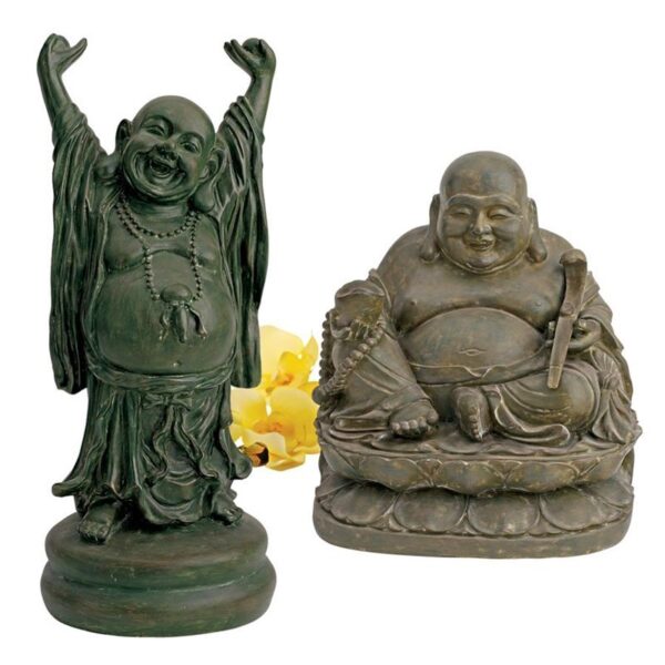 Design Toscano NY983369 5 1/2 Inch Jolly Hotei and Laughing Buddha, Set of 2