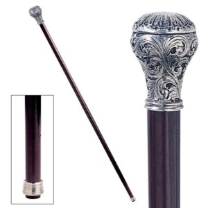 Design Toscano PA400 2 Inch Ornate Ball Pewter Handle Walking Stick