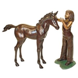 Design Toscano PB91045 Equestrian Girl with Foal Statue Set