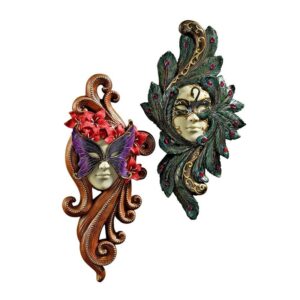 Design Toscano PD92278 7 Inch Masquerade At Carnivale Masks, Set of 2