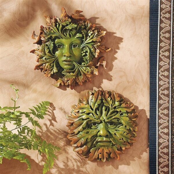 Design Toscano PD99060 8 1/2 Inch Set of Somerset Greenman and Greenwoman