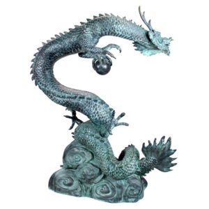 Design Toscano PK2145 32 Inch Asian Water Dragon Statue, Large - Bronze