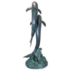 Design Toscano PK739 22 1/2 Inch Twin Dolphins in Tandem Statue - Bronze