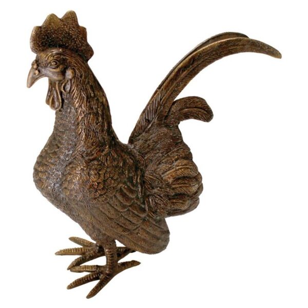 Design Toscano PN4392 14 1/2 Inch Barnyard Rooster Statue - Bronze