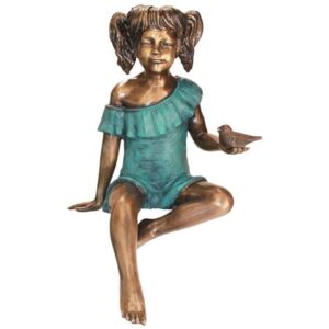 Design Toscano PN5639 21 1/2 Inch Bridgette with Bird Bronze Statue