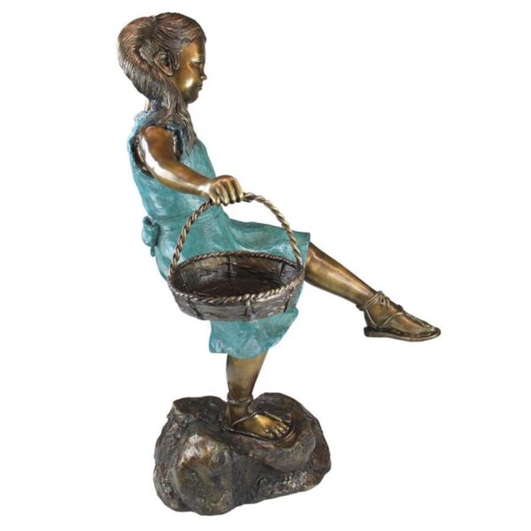 Design Toscano PN6326 29 1/2 Inch Skipping Flower Girl with Basket - Bronze