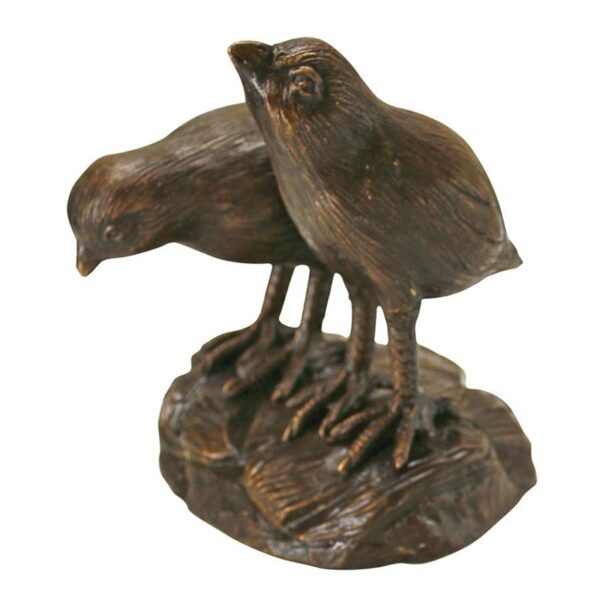 Design Toscano PN6677 5 1/2 Inch Twin Baby Quail Chicks Statue - Bronze