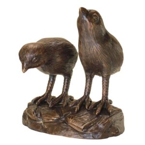 Design Toscano PN6677 5 1/2 Inch Twin Baby Quail Chicks Statue - Bronze