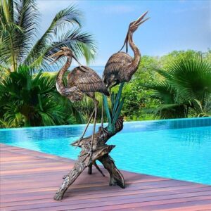 Design Toscano PN6805 57 1/2 Inch Two Herons on a Log Statue - Bronze