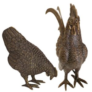 Design Toscano PN9439 14 1/2 Inch Rooster and Hen Statue Set