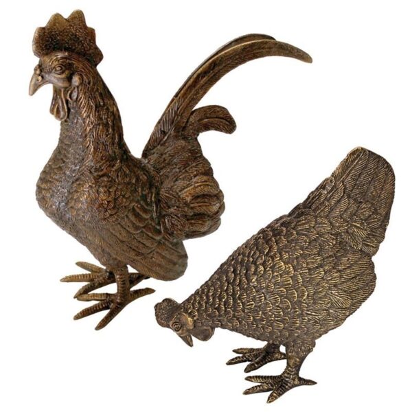 Design Toscano PN9439 14 1/2 Inch Rooster and Hen Statue Set