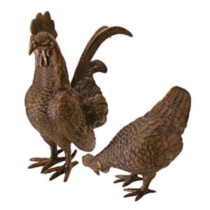 Design Toscano PN9439 14 1/2 Inch Rooster and Hen Statue Set