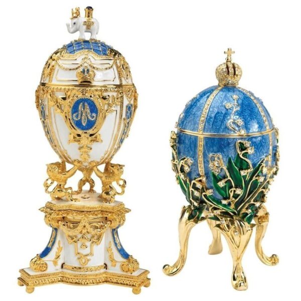 Design Toscano QF93069 4 1/2 Inch Set of Enameled Valentina and Galina Eggs