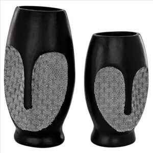 Design Toscano QL10089 3 1/2 Inch Contemporary Cubist African Mask Sculptural Vase Set