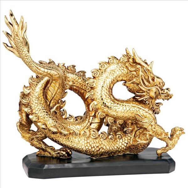 Design Toscano QL1196 15 1/2 Inch Emperor S Golden Dragon Asian Statue