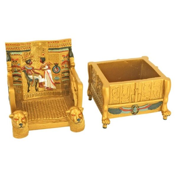 Design Toscano QL14557 4 1/2 Inch King Tuts Golden Throne Treasure Box