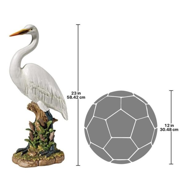 Design Toscano QL1558266 11 Inch Great Egret Statue - White