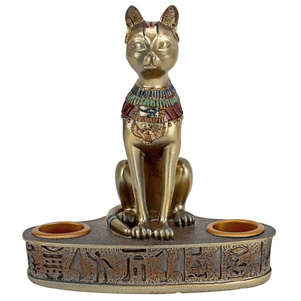 Design Toscano QL194545 4 1/2 Inch Altar of the Goddess Bastet Candle Holder