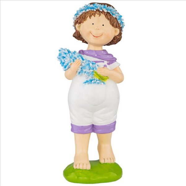 Design Toscano QL215172 7 Inch Bluebonnet Twins Springtime Child Garden Statue Thierry Boy