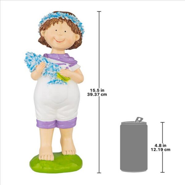 Design Toscano QL215172 7 Inch Bluebonnet Twins Springtime Child Garden Statue Thierry Boy