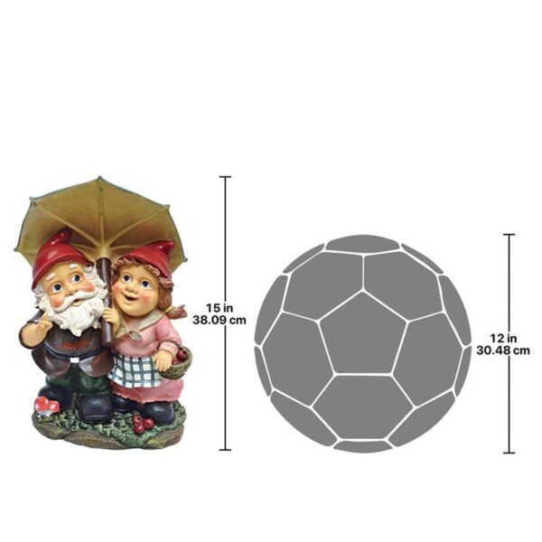 Design Toscano QL30310 10 Inch Rainy Day Gnomes Under Umbrella Statue