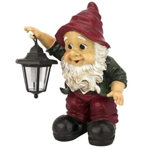 Design Toscano QL30314 11 Inch Edison with Solar Lantern Gnome Statue