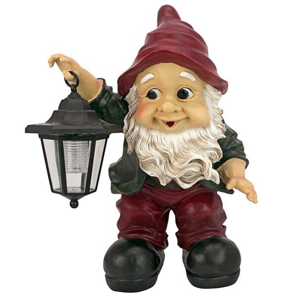 Design Toscano QL30314 11 Inch Edison with Solar Lantern Gnome Statue