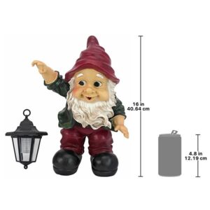 Design Toscano QL30314 11 Inch Edison with Solar Lantern Gnome Statue