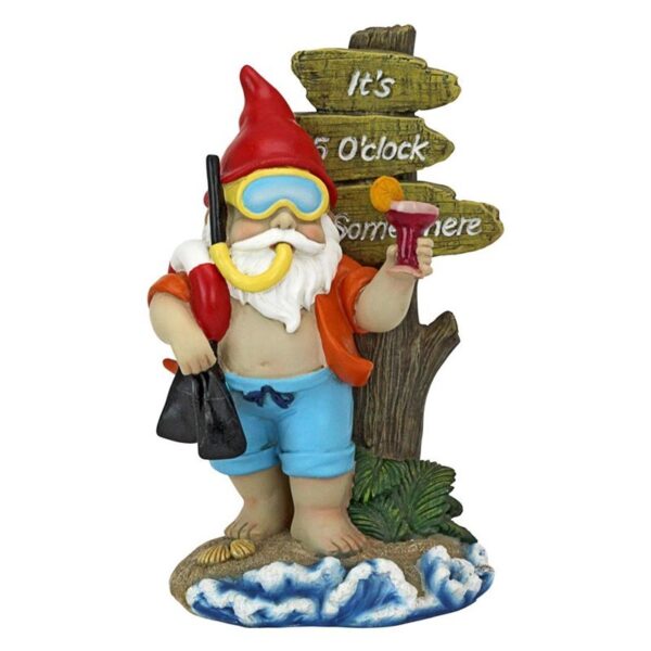 Design Toscano QL307331 5 Inch Happy Hour Tropical Garden Gnome