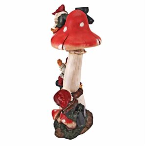 Design Toscano QL3612 10 1/2 Inch Topsy Turvy Garden Gnomes on Mushroom