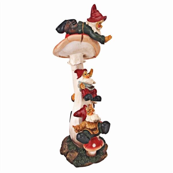 Design Toscano QL3612 10 1/2 Inch Topsy Turvy Garden Gnomes on Mushroom