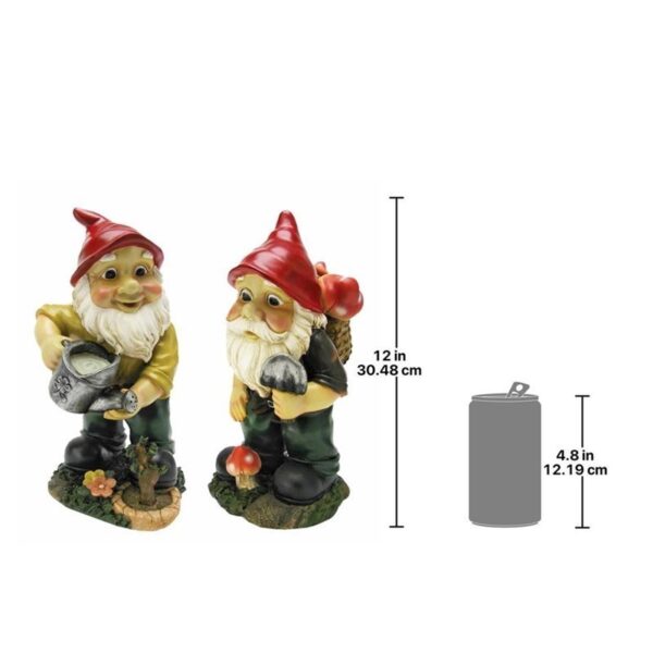 Design Toscano QL368825 7 Inch Gulliver and Mushroomie Garden Gnomes Set