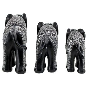 Design Toscano QL900152 5 Inch Elephants, Set of 3 - Black and White