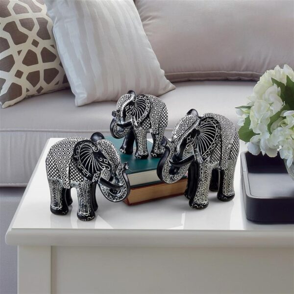 Design Toscano QL900152 5 Inch Elephants, Set of 3 - Black and White