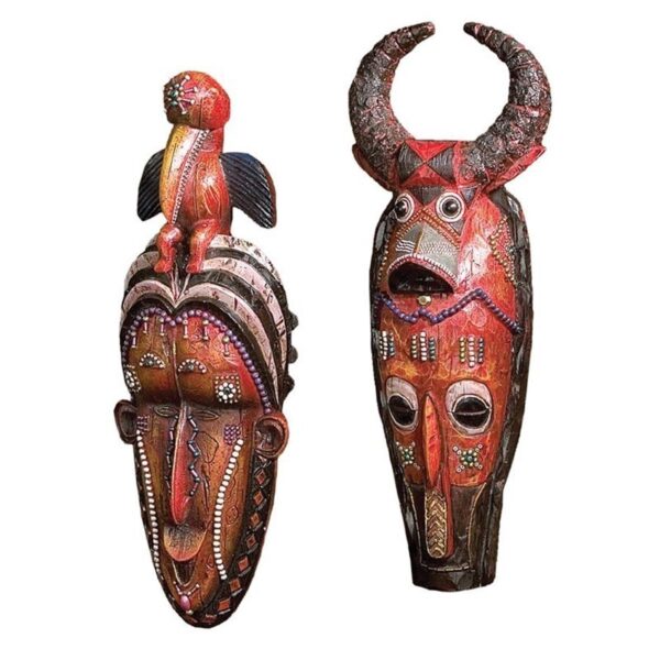 Design Toscano QL919717 4 Inch Set of Hornbill and Cape Buffalo Masks